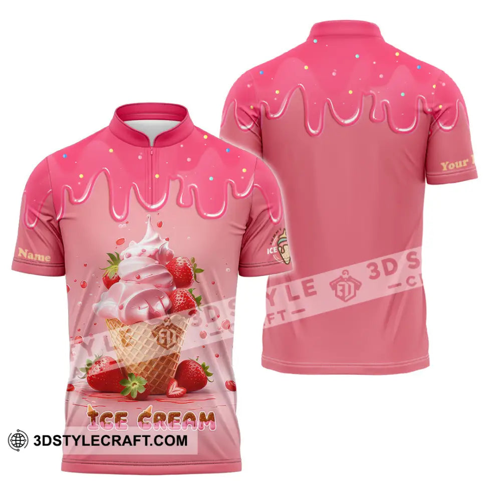 Unisex Shirt Custom Name Ice Cream Lover Zipper Polo / S T-Shirt
