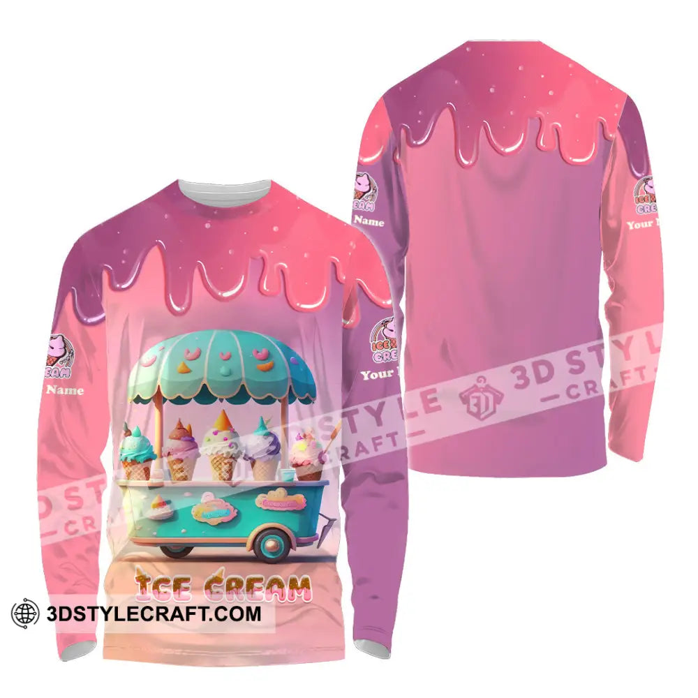 Unisex Shirt Custom Name Ice Cream T-Shirt For Lover Long Sleeve / S T-Shirt