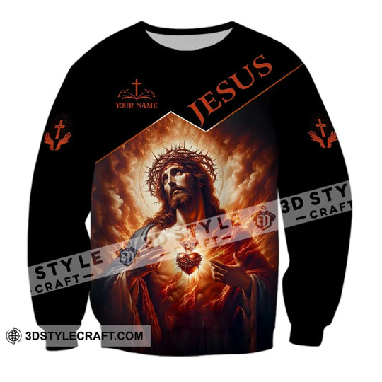 Unisex Shirt - Custom Name Jesus Burning Heart Shirt style option 4
