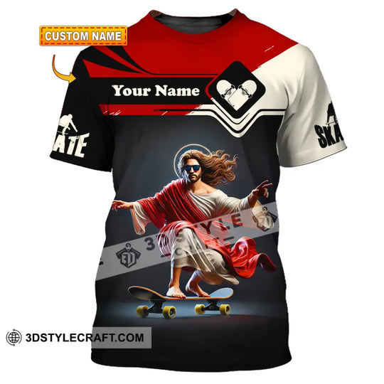 Unisex Shirt, Custom Name Jesus Skate Shirt, Skating Lover Christmas Gift style option 1