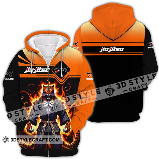 Unisex Shirt - Custom Name Jiu Jitsu Fire Tiger Shirt style option 4