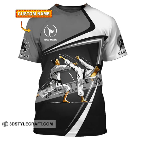 Unisex Shirt - Custom Name Karate Sport Shirt Grey Fighter style option 1