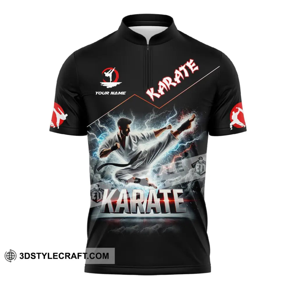 Unisex Shirt - Custom Name Karate Zipper Polo / S T-Shirt