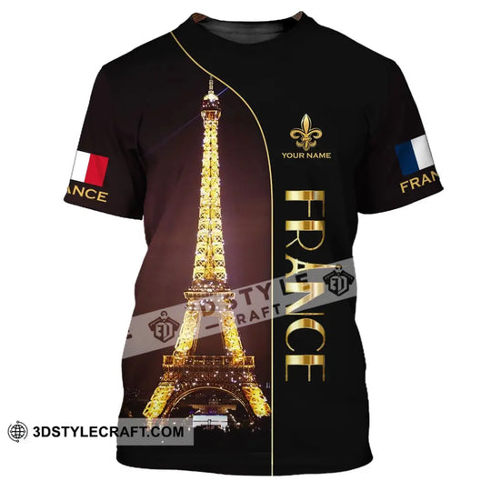 Unisex Shirt - Custom Name Shirt - Light Eiffel Tower, France Shirt style option 2