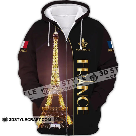 Unisex Shirt - Custom Name Shirt - Light Eiffel Tower, France Shirt style option 4