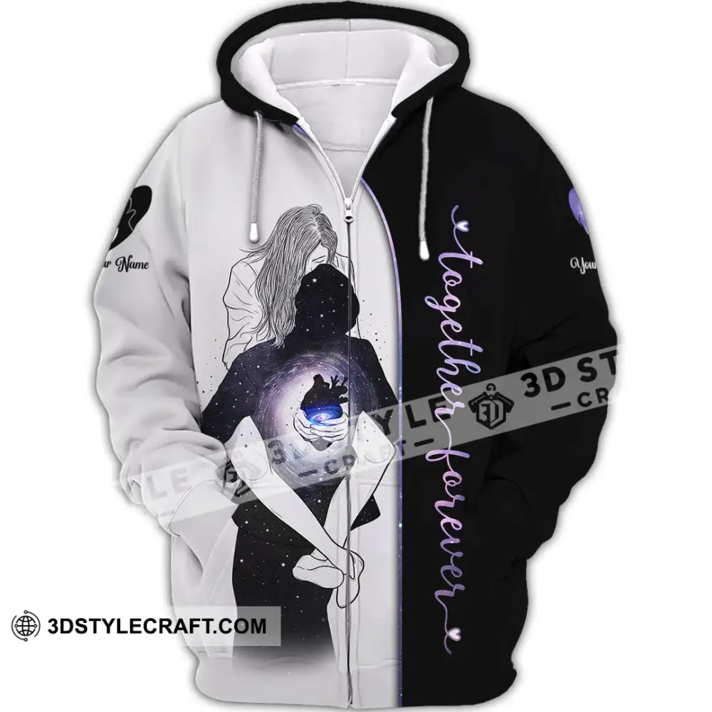 Unisex Shirt Custom Name Lover Couple Polo Long Sleeve Gift Zipper Hoodie / S T-Shirt