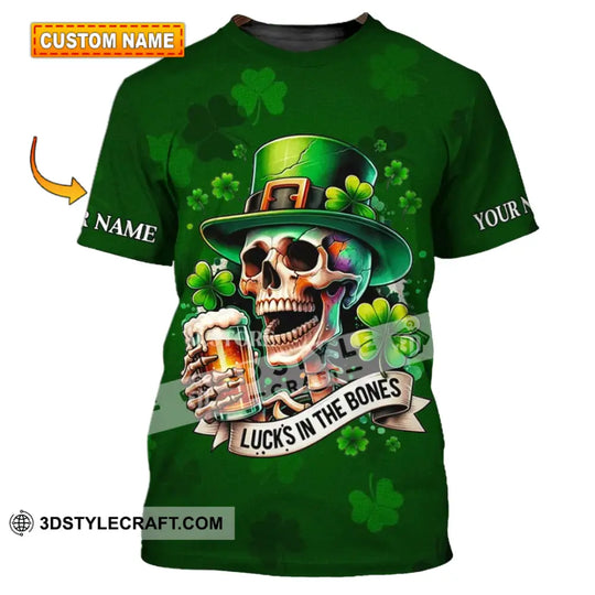 Unisex Shirt - Custom Name Shirt - Lucks In The Bones, Happy Saint Patrick's Day style option 1