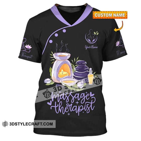 Unisex Shirt - Custom Name Massage Therapist Shirt Purple Massage Tools style option 1
