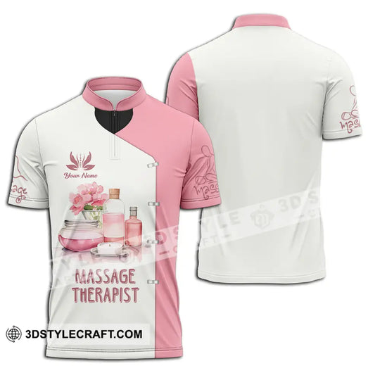 Unisex Shirt - Custom Name Massage Therapist Shirt, White And Light Pink style option 2