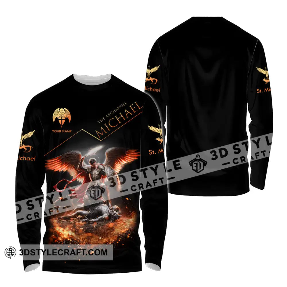 Unisex Shirt Custom Name Michael God And Satan Long Sleeve / S T-Shirt
