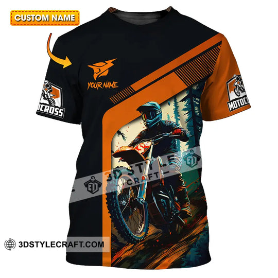 Unisex Shirt - Custom Name Mountain Bike Shirt For Player, Black Orange style option 1