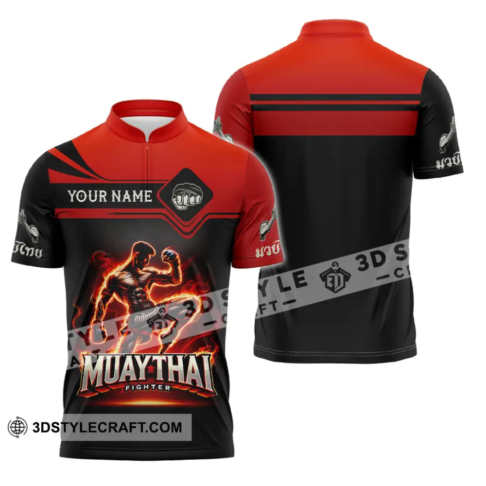 Unisex Shirt Custom Name Muay Thai Polo Long Sleeve Gift Zipper / S T-Shirt