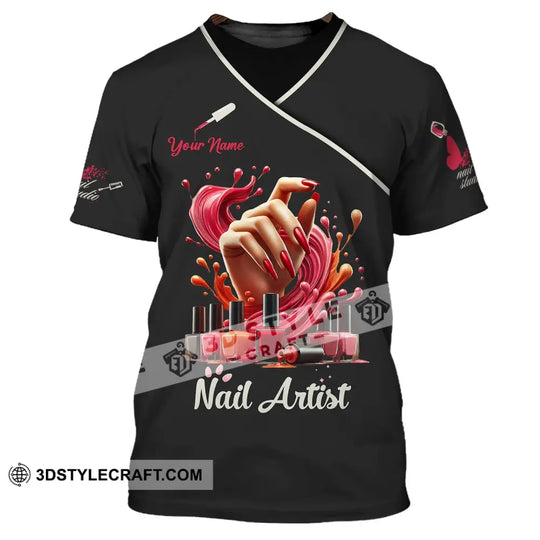 Unisex Shirt, Custom Name Nail Artist Shirt, Nail Artist Long Sleeve Hoodie Polo Shirt, Nail Shop Uniform style option 2