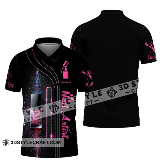 Unisex Shirt, Custom Name Nail Artist Shirt, Nail Artist Polo Long Sleeve Shirt style option 4