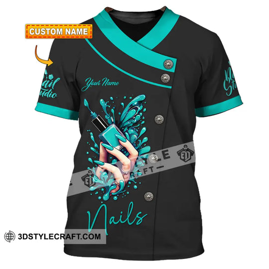 Unisex Shirt, Custom Name Nail Artist Shirt, Nail Artist Polo Long Sleeve Shirt style option 1