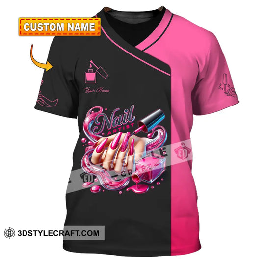 Unisex Shirt, Custom Name Nail Artist Shirt, Nail Artist Polo Long Sleeve Shirt style option 1