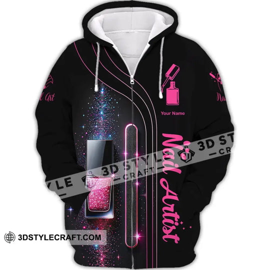 Unisex Shirt, Custom Name Nail Artist Shirt, Nail Artist Polo Long Sleeve Shirt style option 3