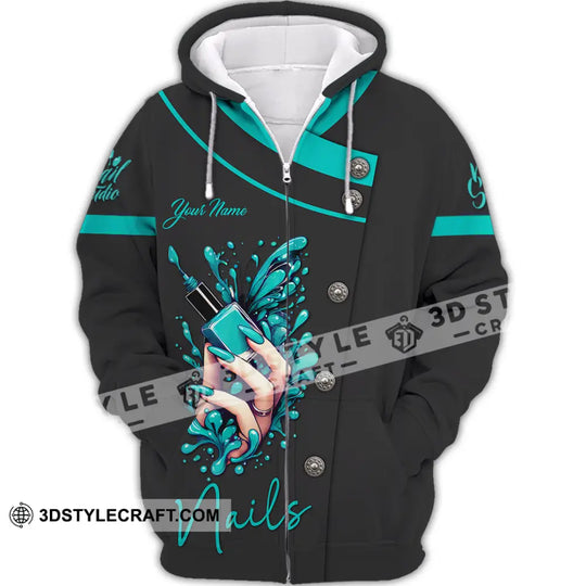 Unisex Shirt, Custom Name Nail Artist Shirt, Nail Artist Polo Long Sleeve Shirt style option 3