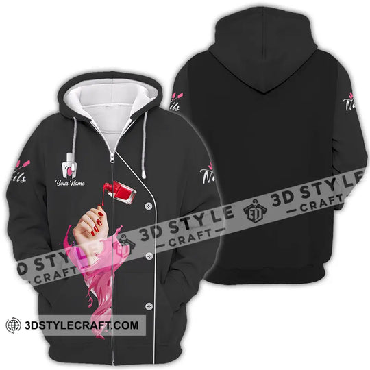 Unisex Shirt - Custom Name Shirt Nail Artist Red Nails style option 4