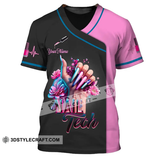Unisex Shirt, Custom Name Nail Master Shirt, Nail Artist Long Sleeve Hoodie Polo Shirt, Nail Studio Uniform style option 2