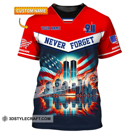 Unisex Shirt, Custom Name Never Forget Shirt, 911 Memorial Shirt, Firefighter Memorial style option 1