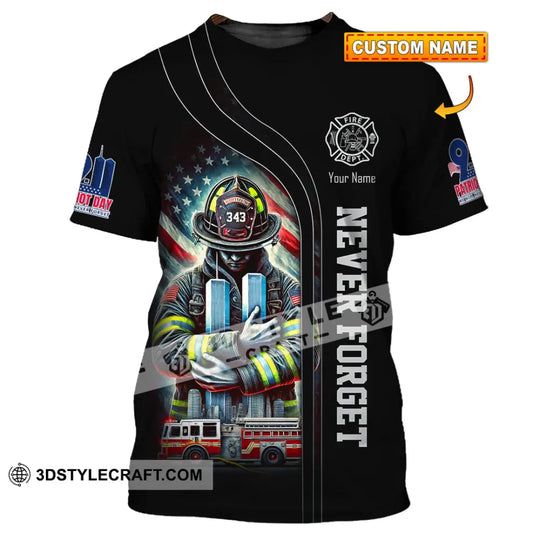 Unisex Shirt, Custom Name Never Forget Shirt, 911 Memorial Shirt, Firefighter Memorial style option 1