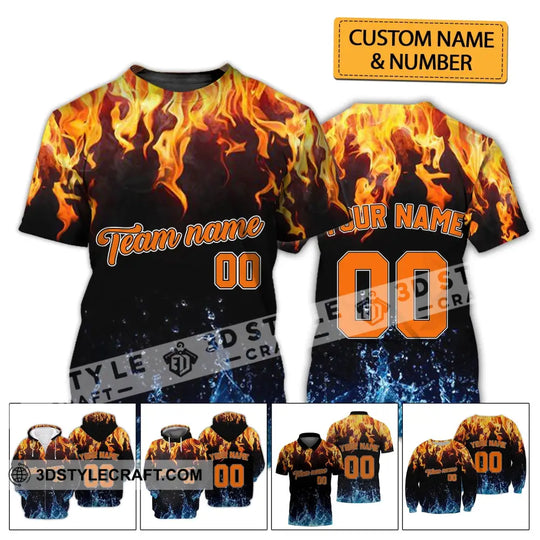 Unisex Shirt - Custom Name, Number And Team Name T-Shirt - Hot Fire And Cool Water style option 2