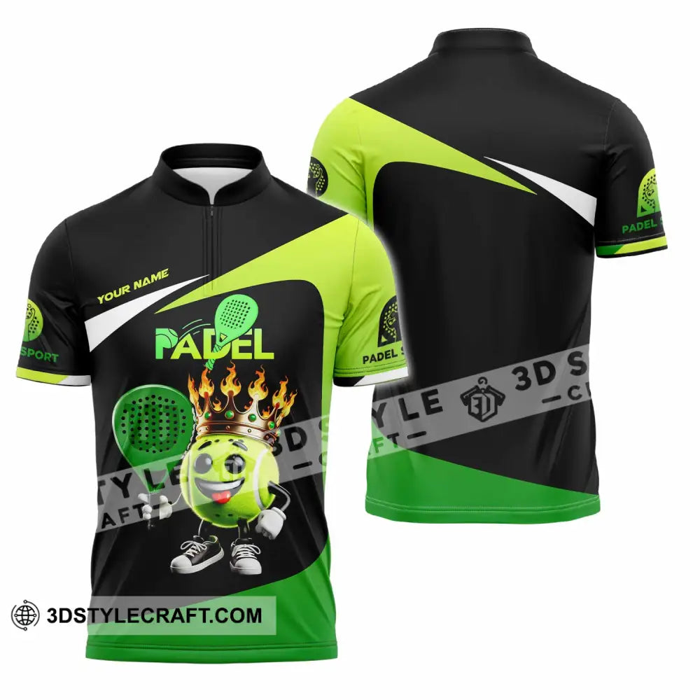 Unisex Shirt Custom Name Padel Polo Long Sleeve Zipper / S T-Shirt