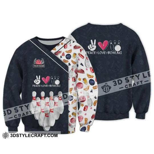 Unisex Shirt - Custom Name Shirt, Peace Love Bowling Shirt style option 4