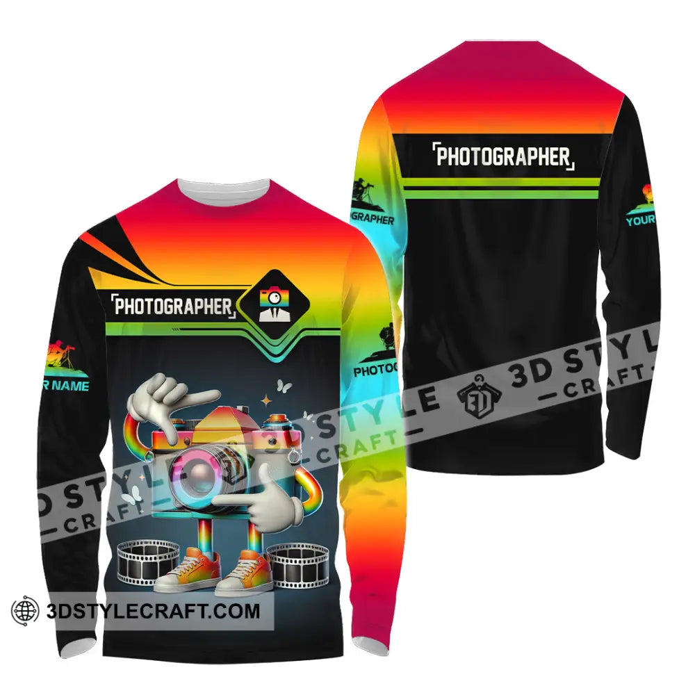 Unisex Shirt Custom Name Photographer Gift For Long Sleeve / S T-Shirt