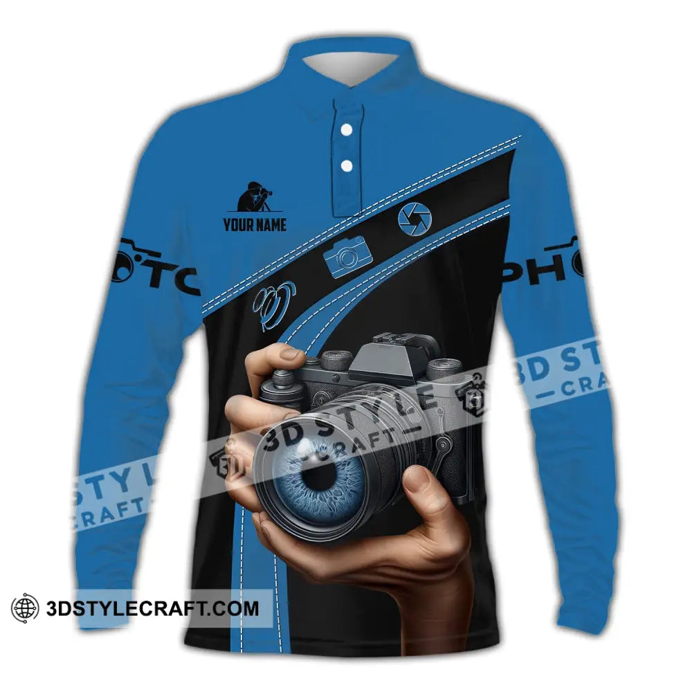Unisex Shirt Custom Name Photographer Polo Long Sleeve / S T-Shirt