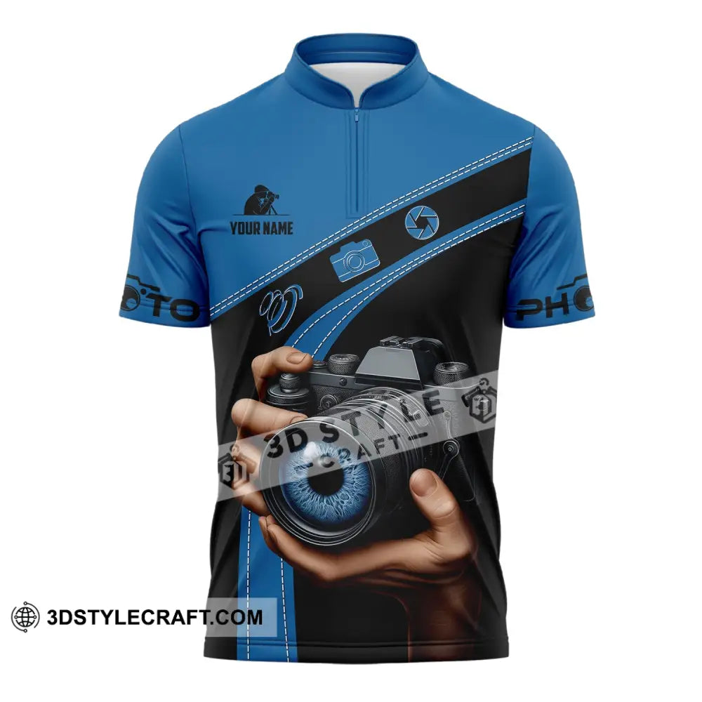 Unisex Shirt Custom Name Photographer Polo Long Sleeve Zipper / S T-Shirt