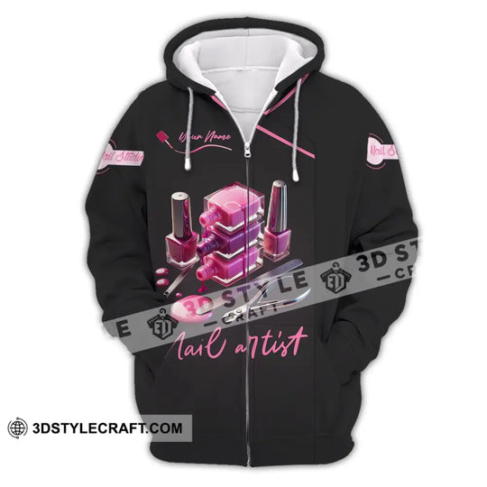 Unisex Shirt - Custom Name Pink Nail Artist Shirt style option 3
