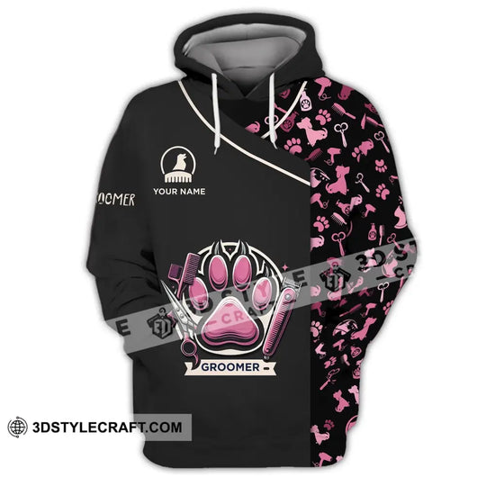 Unisex Shirt - Custom Name Shirt, Pink Paw Groomer style option 3