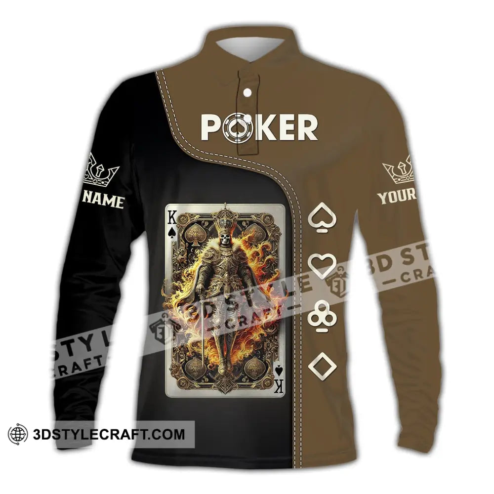 Unisex Shirt Custom Name Poker Gift For Lover Long Sleeve Polo / S T-Shirt