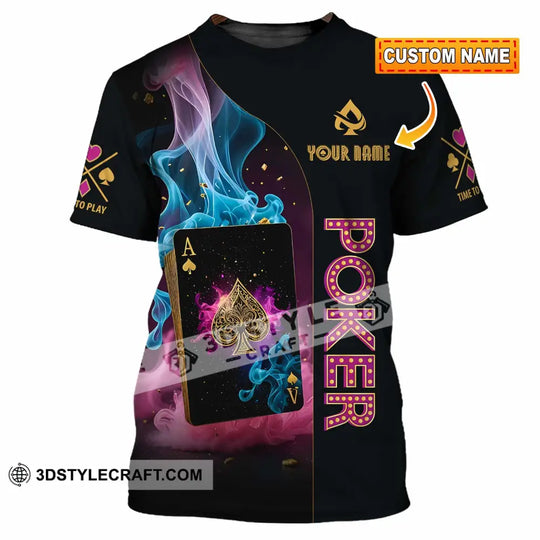 Unisex Shirt, Custom Name Poker Skull Shirt, Poker Hoodie Shirt Polo Long Sleeve Shirt style option 1