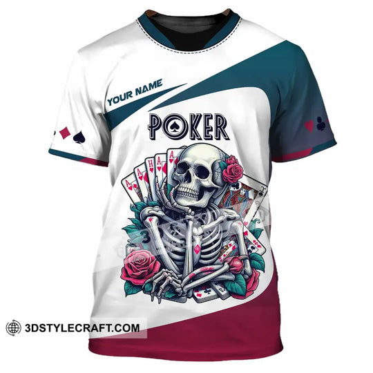 Unisex Shirt, Custom Name Poker Skull Shirt, Poker Hoodie Shirt Polo Long Sleeve Shirt style option 2