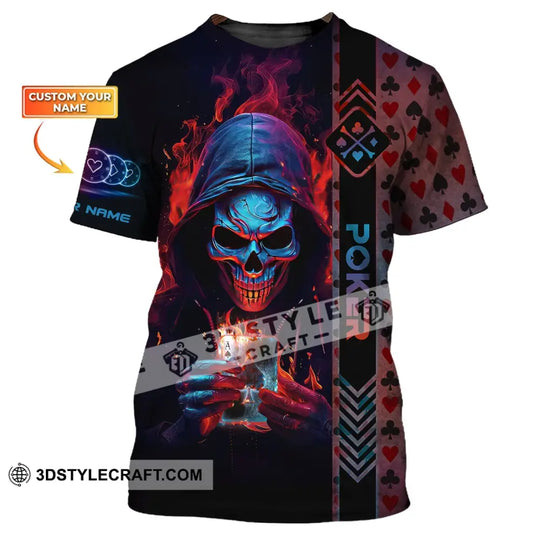 Unisex Shirt, Custom Name Poker Skull T-Shirt, Poker Hoodie, Poker Gift style option 1