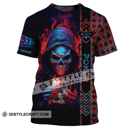 Unisex Shirt Custom Name Poker Skull T-Shirt Hoodie Gift / S