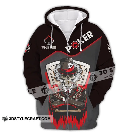 Unisex Shirt Custom Name Poker T-Shirt Hoodie Casino Gift Zipper / S