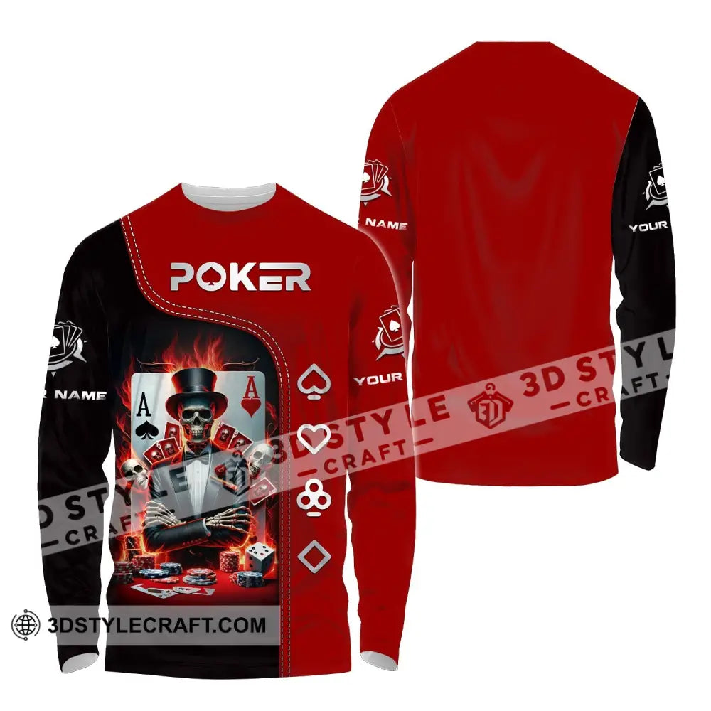 Unisex Shirt Custom Name Poker T-Shirt Polo Hoodie Gift Long Sleeve / S