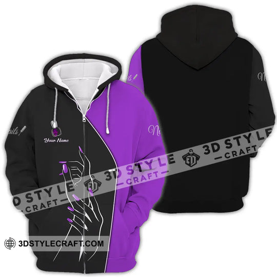 Unisex Shirt - Custom Name Shirt Purple Nails style option 4