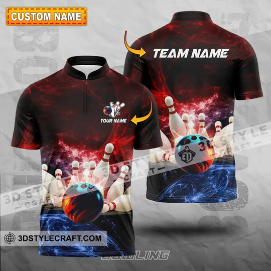 Unisex Shirt - Custom Name Shirt Red Bowling style option 1