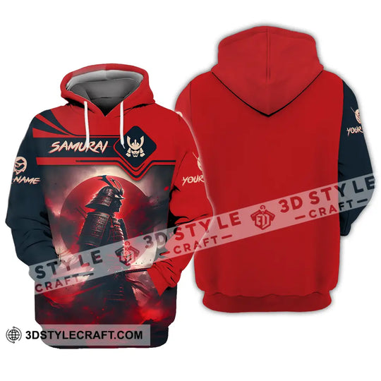 Unisex Shirt - Custom Name Samurai Shirt, Red Moon style option 3