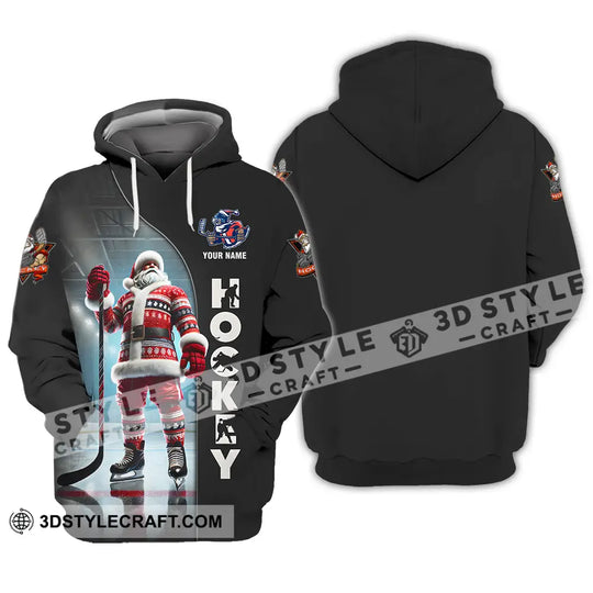 Unisex Shirt - Custom Name Shirt Santa Hockey style option 3