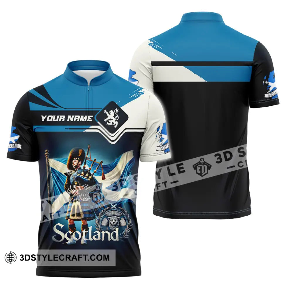 Unisex Shirt Custom Name Scotland Gift For Scottish Zipper Polo / S T-Shirt