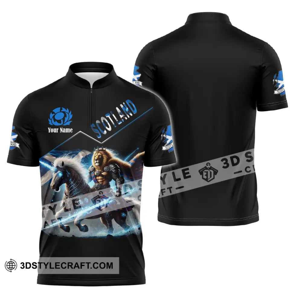 Unisex Shirt Custom Name Scotland Lover Gift Zipper Polo / S T-Shirt