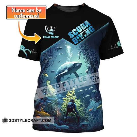 Unisex Shirt, Custom Name Scuba Diving Shirt, Scuba Diving Apparel, Shirt For Scuba Diving Lovers style option 1