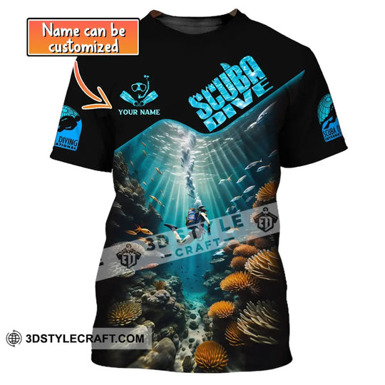 Unisex Shirt, Custom Name Scuba Diving Shirt, Scuba Diving Apparel, Gift For Scuba Diving Lovers style option 1