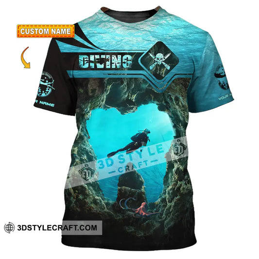 Unisex Shirt Custom Name Scuba Diving Gift For Lover T-Shirt